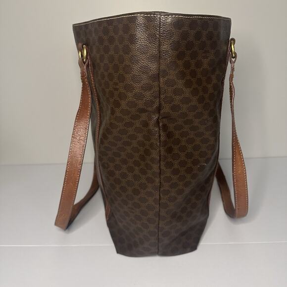 Authentic Celine Macadam Monogram Canvas Tote Bag with Leather Straps shoulder - Picture 4 of 16